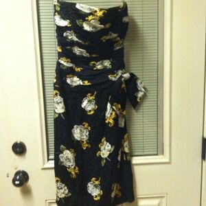 Maggy London Black and Gold Floral Dress